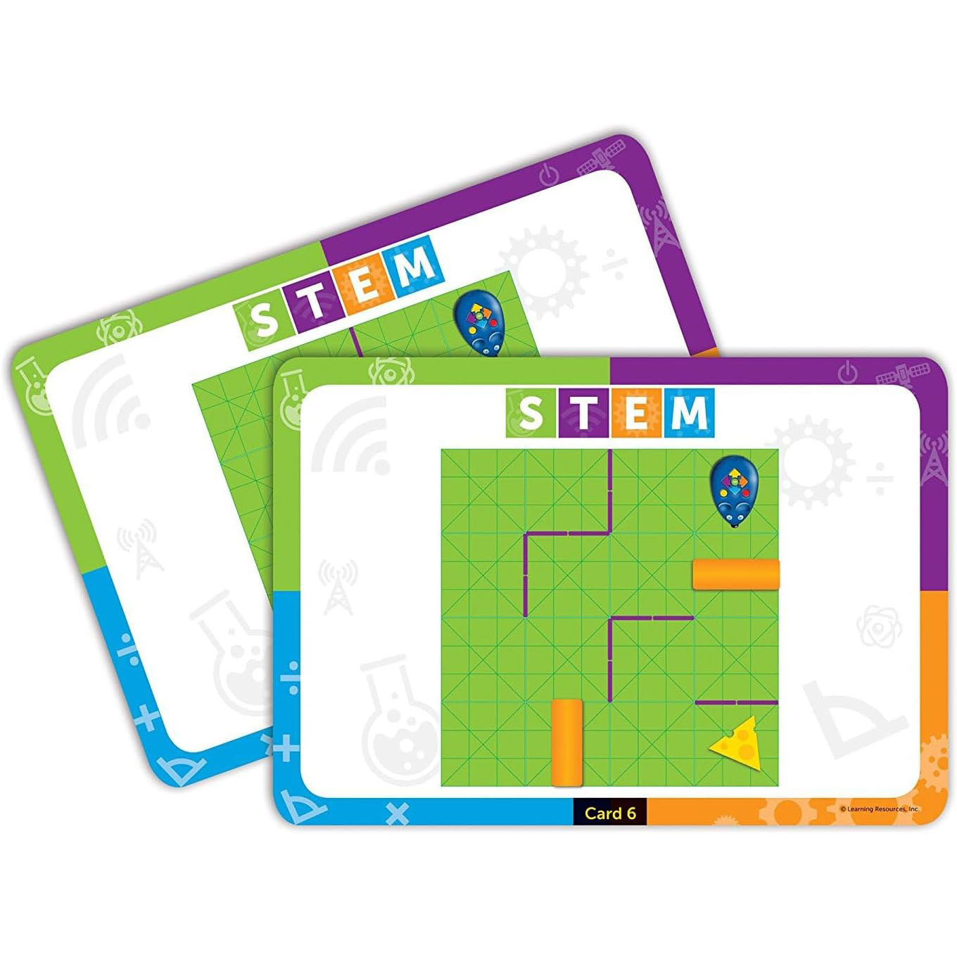 Learning Resources Rechargeable Code & Go Robot Mouse activity card. Provides coding challenges for screen-free STEM learning and interactive play for ages 4+