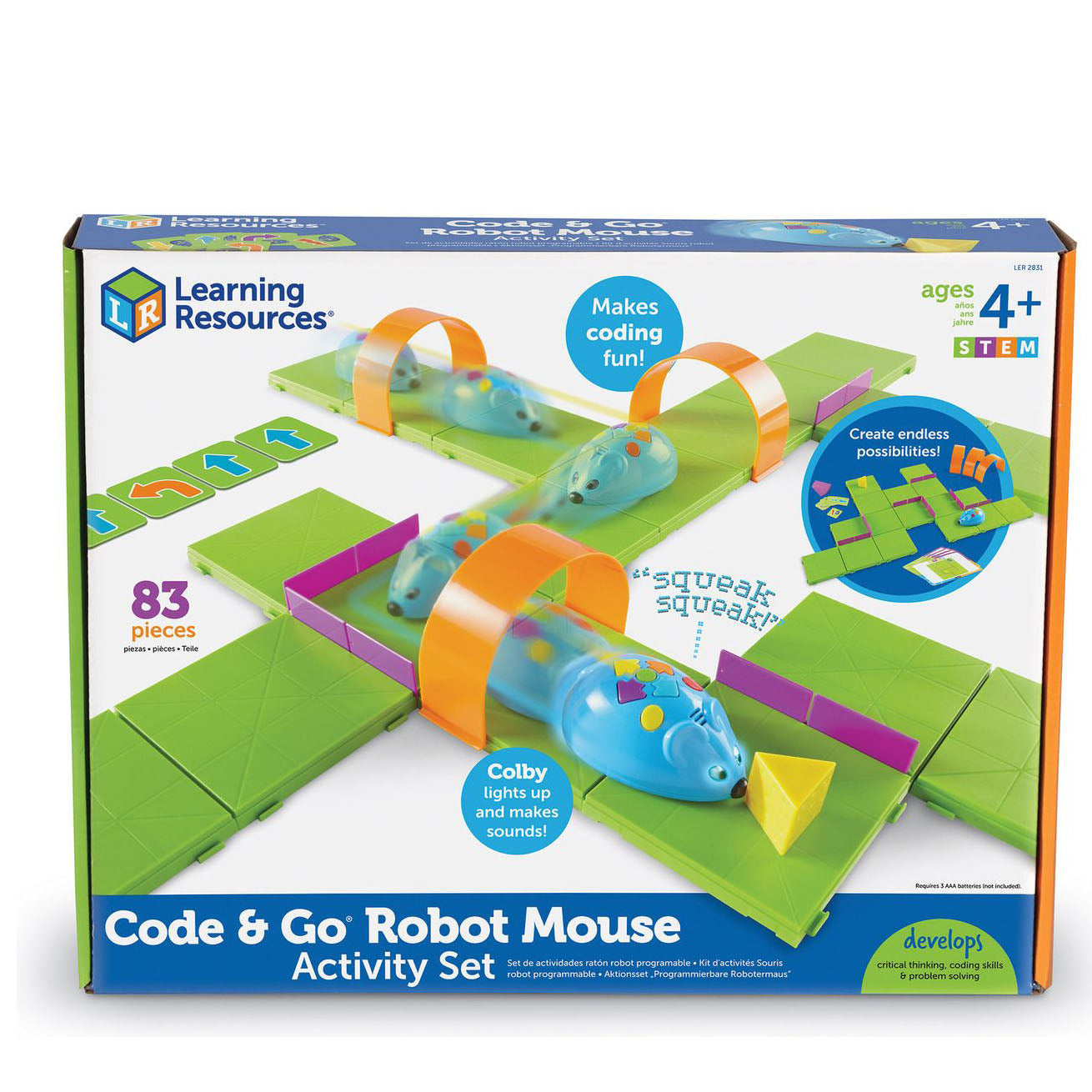 Boxed Learning Resources Rechargeable Code & Go Robot Mouse Activity Set. Screen-free STEM learning for ages 4+, introducing early coding, critical thinking, and engineering skills.
