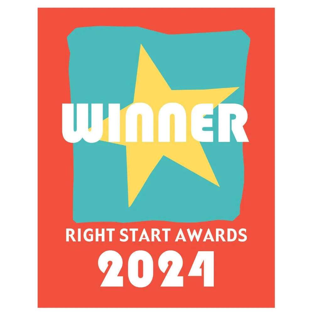 Right Start Awards Winner logo, recognizing excellence in children's products that support learning, creativity, and development.