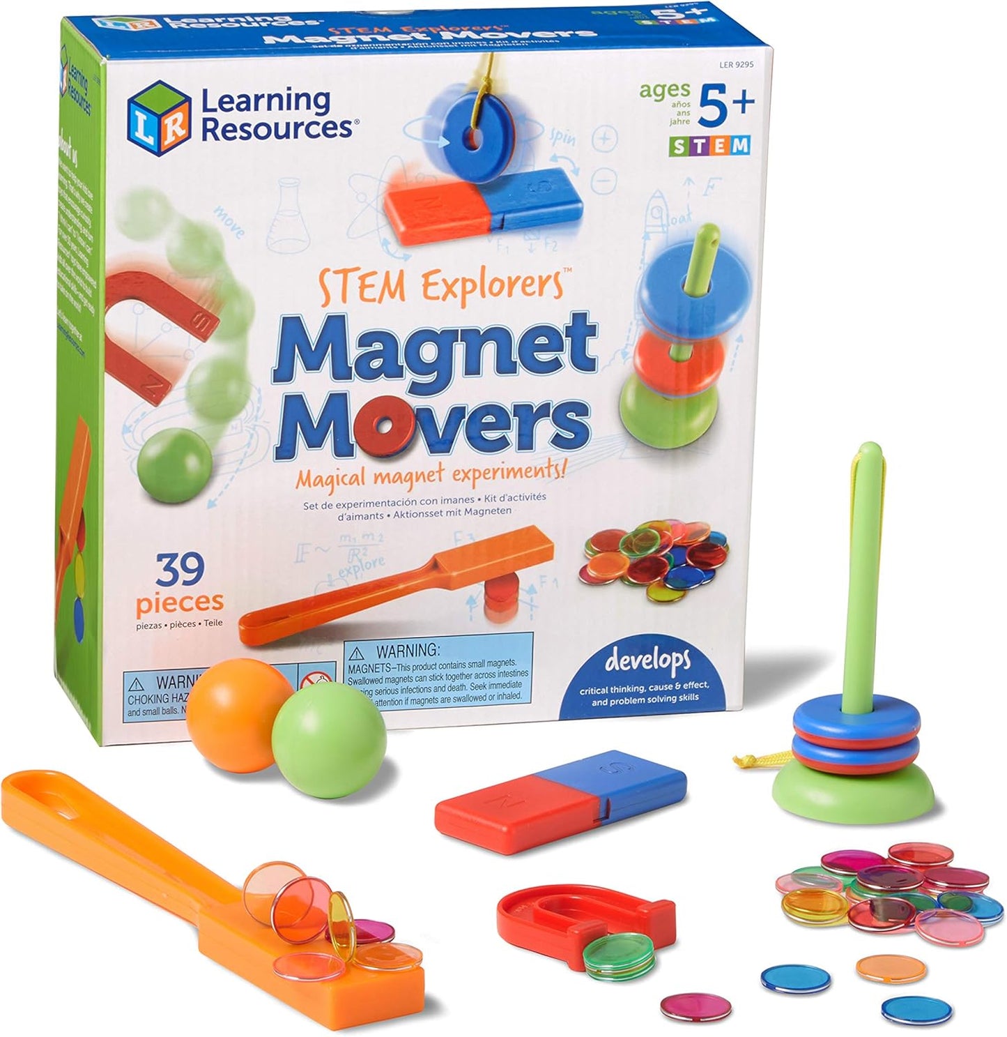 Learning Resources STEM Explorers Magnet Movers Set. Hands-on science kit exploring magnetism through fun experiments and interactive play. Recommended for ages 5+.