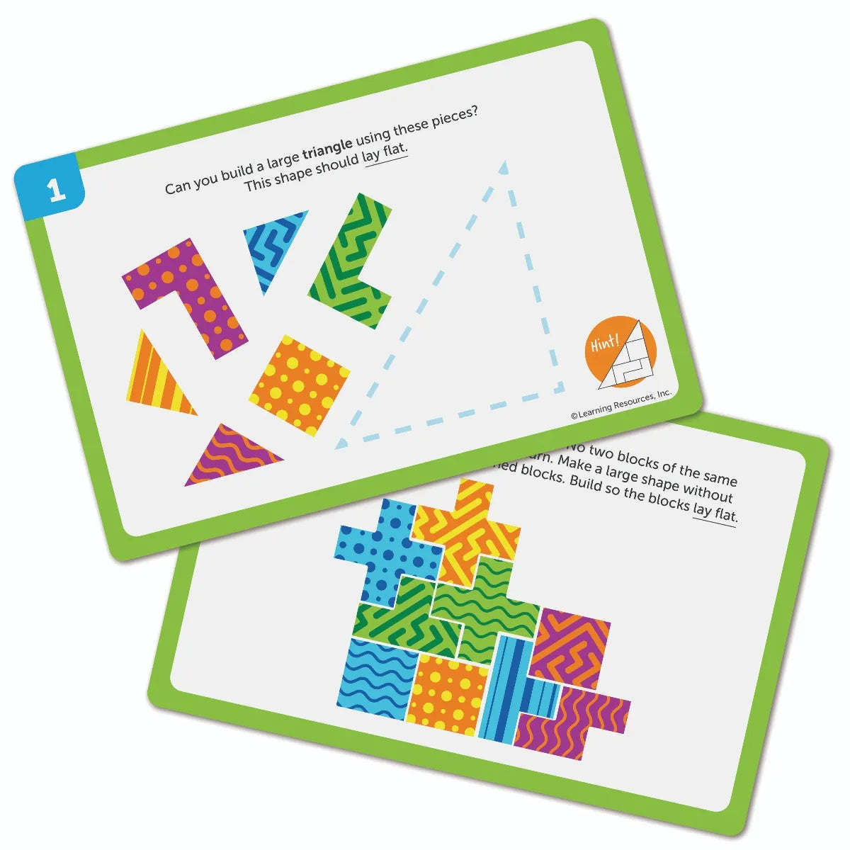 Two Brainometry challenge cards from the Learning Resources STEM Explorers Brainometry set.