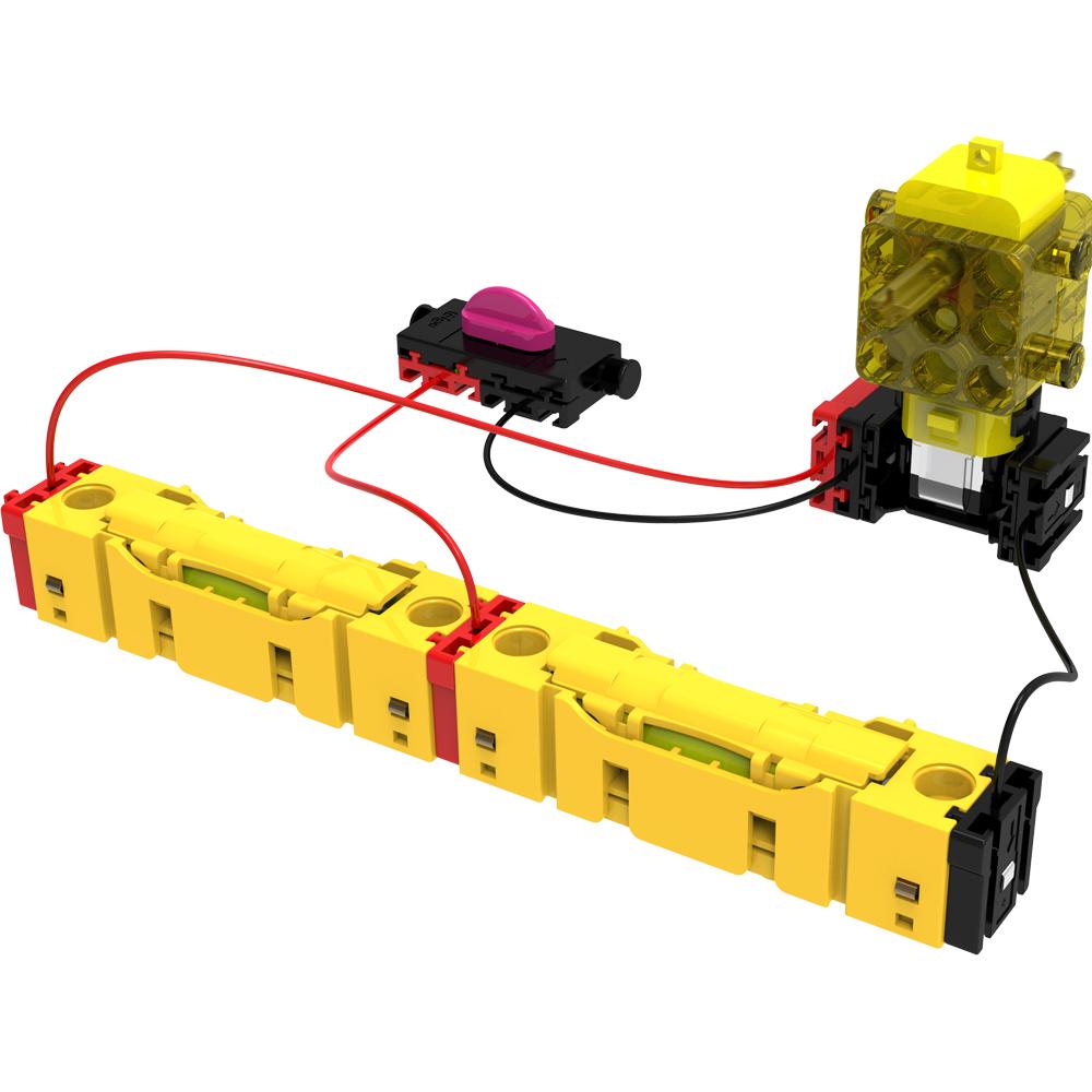 Thames & Kosmos Easy Electric Circuits kit with a completed circuit model. Hands-on STEM learning exploring electricity and circuits, perfect for kids ages 8+.