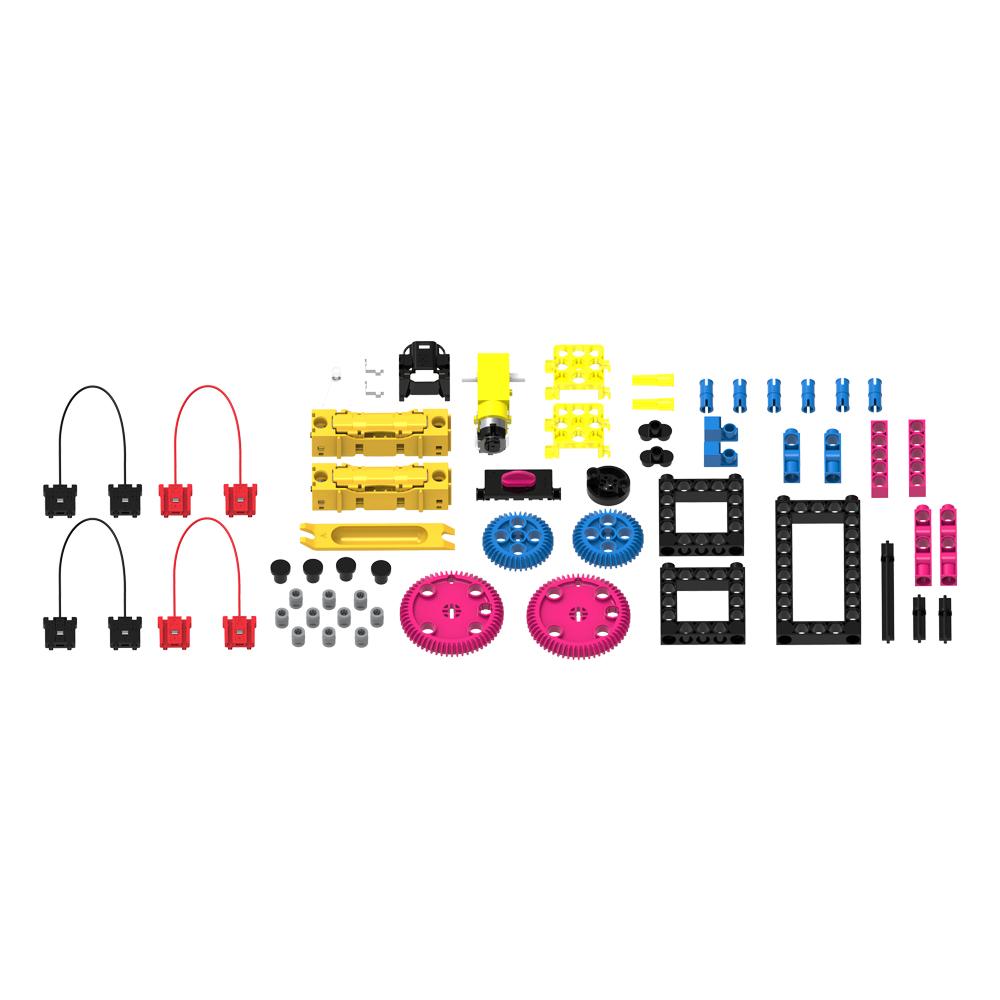 Thames & Kosmos Easy Electric Circuits kit contents. Includes plastic and metal components for building 20 circuits and motorized models, designed for hands-on STEM learning.