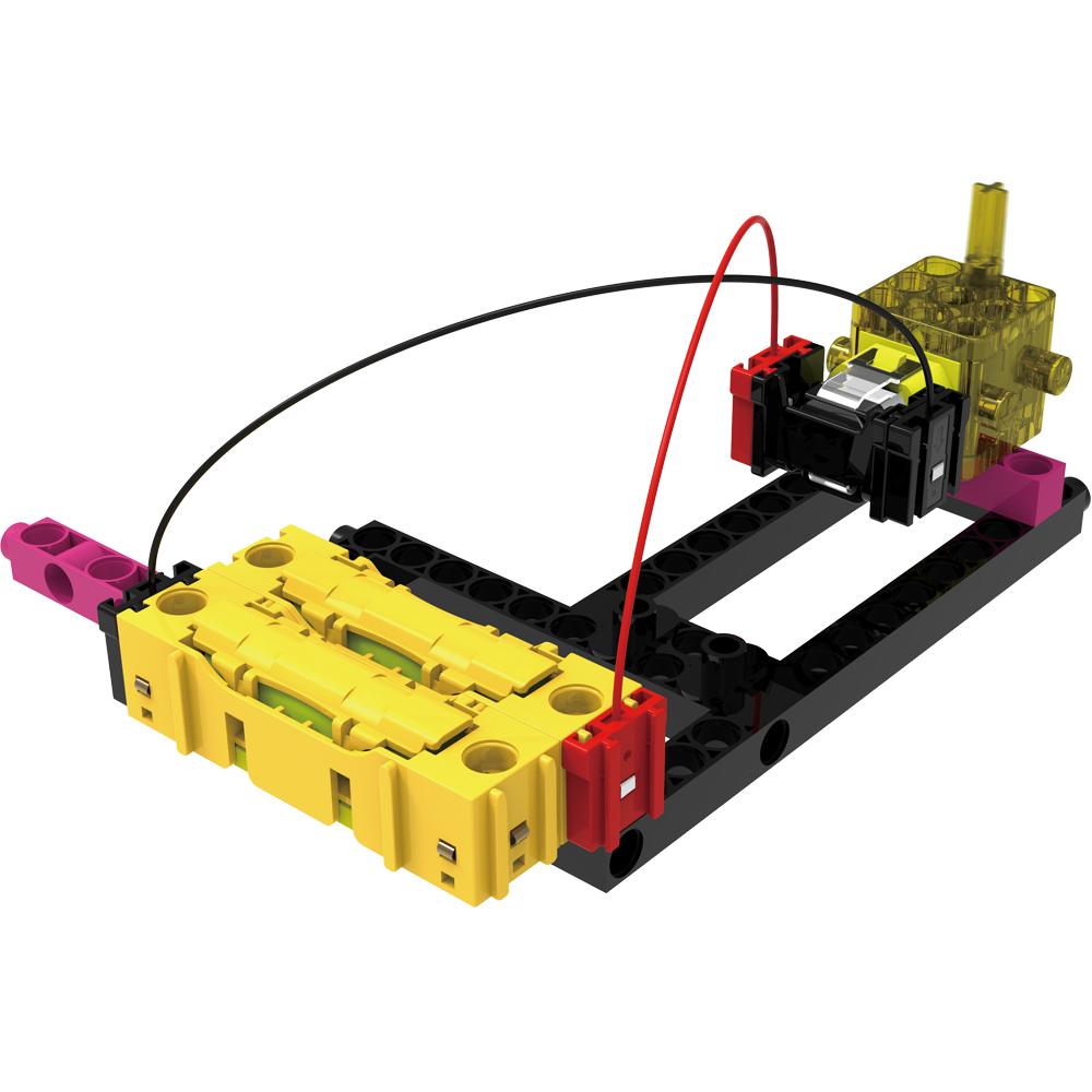 Thames & Kosmos Easy Electric Circuits kit with a completed model. example. Hands-on STEM learning exploring electricity and circuits, perfect for kids ages 8+