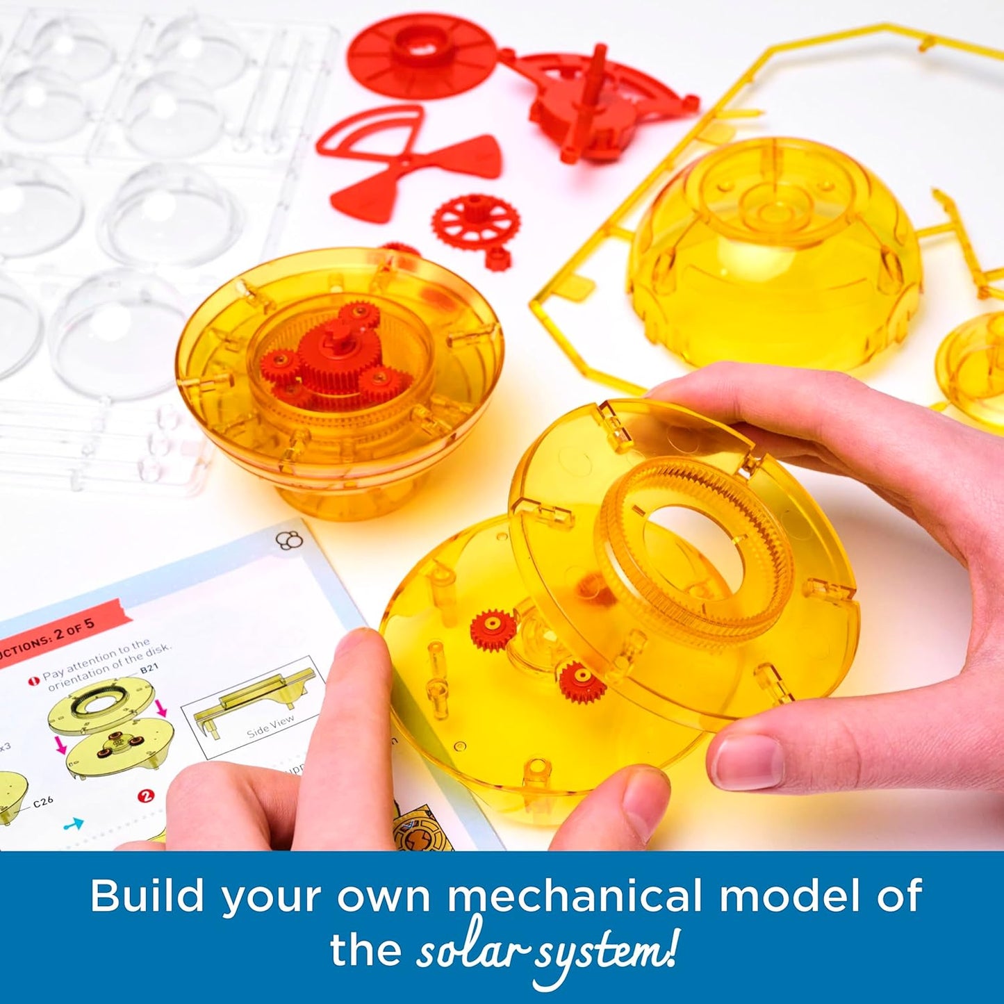 Thames & Kosmos Orbiting Solar System kit in progress. Build your own mechanical model to explore planetary motion and space science through hands-on STEM learning.