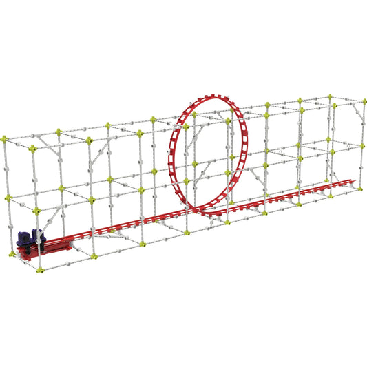 Thames & Kosmos Roller Coaster Engineering kit with a built model featuring a thrilling loop. Explore physics, motion, and energy through hands-on STEM learning.