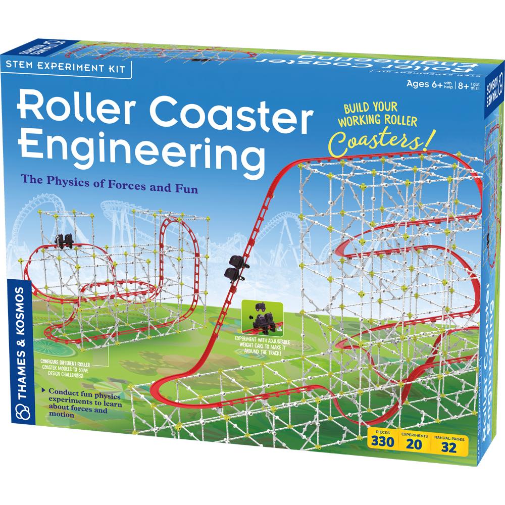 Thames & Kosmos Roller Coaster Engineering kit. Build thrilling roller coasters while exploring physics, motion, and energy through hands-on STEM learning. For ages 6+ with help, 8+ independently