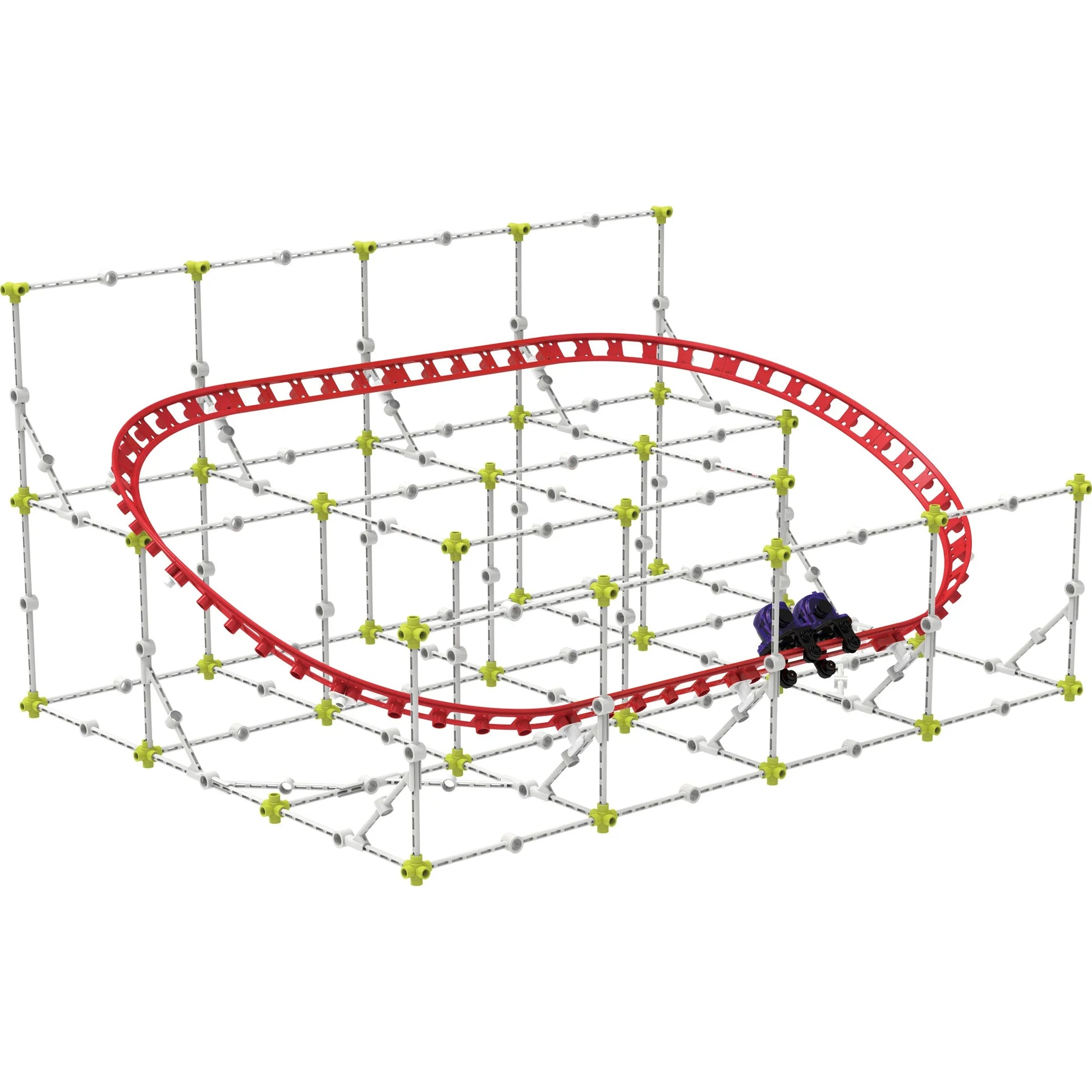 Thames & Kosmos Roller Coaster Engineering kit with a built model featuring a circular ring track. A fun introduction to engineering concepts through interactive STEM play.