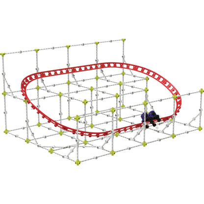 Thames & Kosmos Roller Coaster Engineering kit with a built model featuring a circular ring track. A fun introduction to engineering concepts through interactive STEM play.
